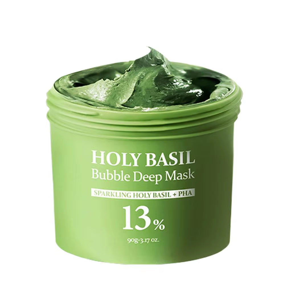 Korean Carbonic Acid Holy Basil Bubble Facial Mask Exfoliating Deep Cleansing Remove Blackhead Shrink Pore Oil Control Skin Care